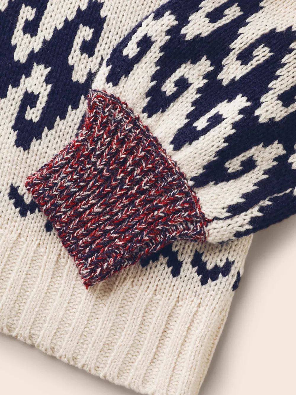 Fair Isle Balloon Sleeve Crew Neck Cardigan