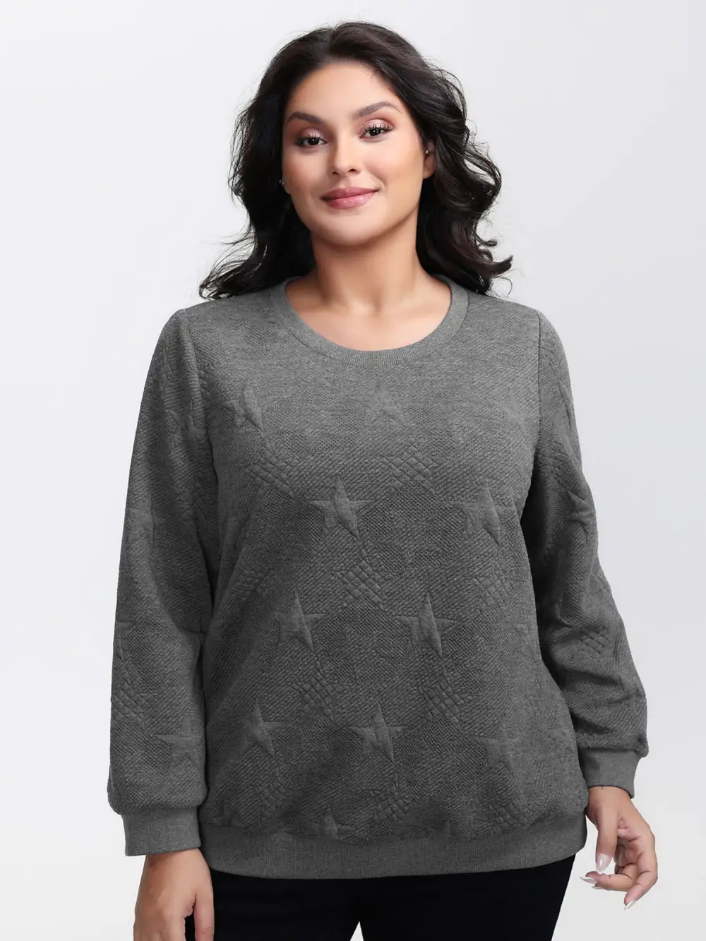 Jacquard Star Print Knit Sweatshirt