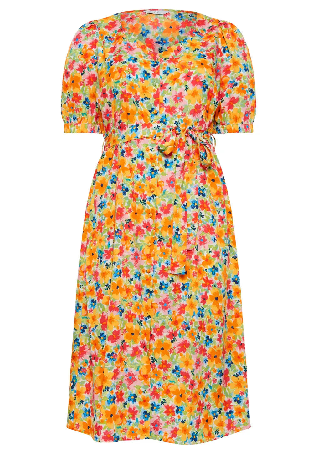 YOURS Curve Green Sweetheart Neckline Floral Print Tea Dress