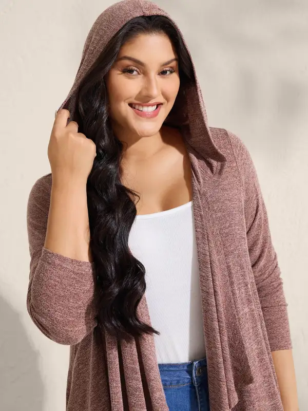 Asymmetrical Hem Front-Open Hooded Jacket