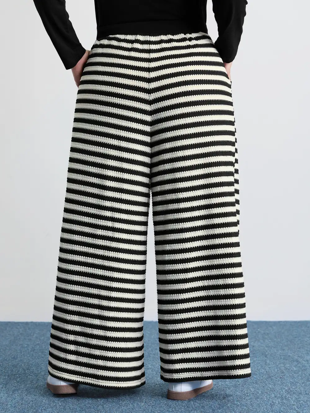 Stripe Drawstring Waist Straight-Leg Pants