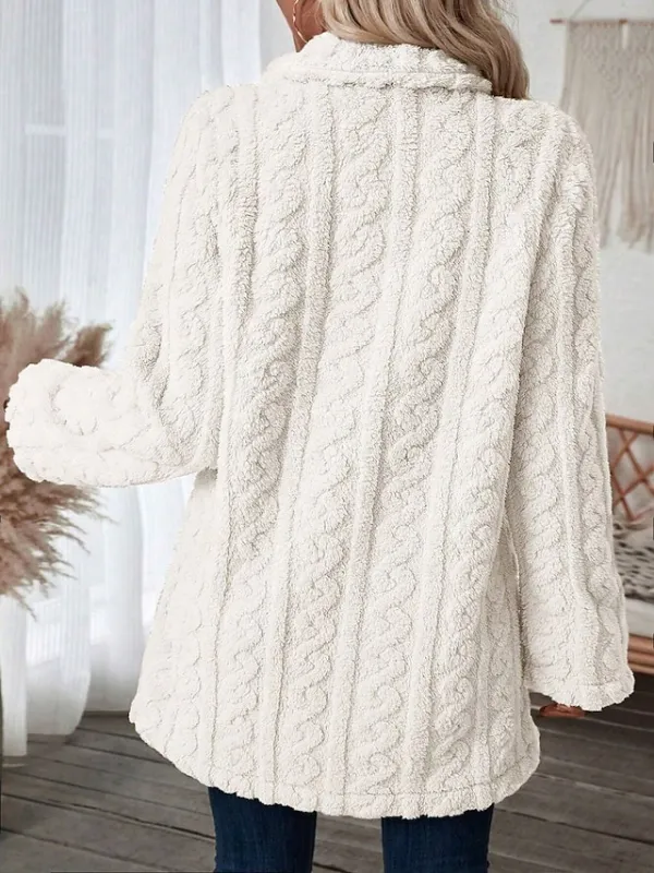 Women's Teddy Coat Coat Windproof Warm Holiday Daily Wear Weekend Button Pocket Double Breasted Lapel Vintage Daily Christmas Solid Color Regular Fit Outerwear Long Sleeve Fall Winter Beige S M L XL