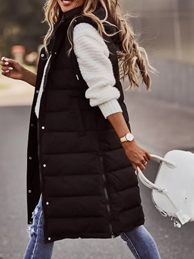 Women's Winter Jacket Vest Outdoor Street Daily Winter Fall Long Coat