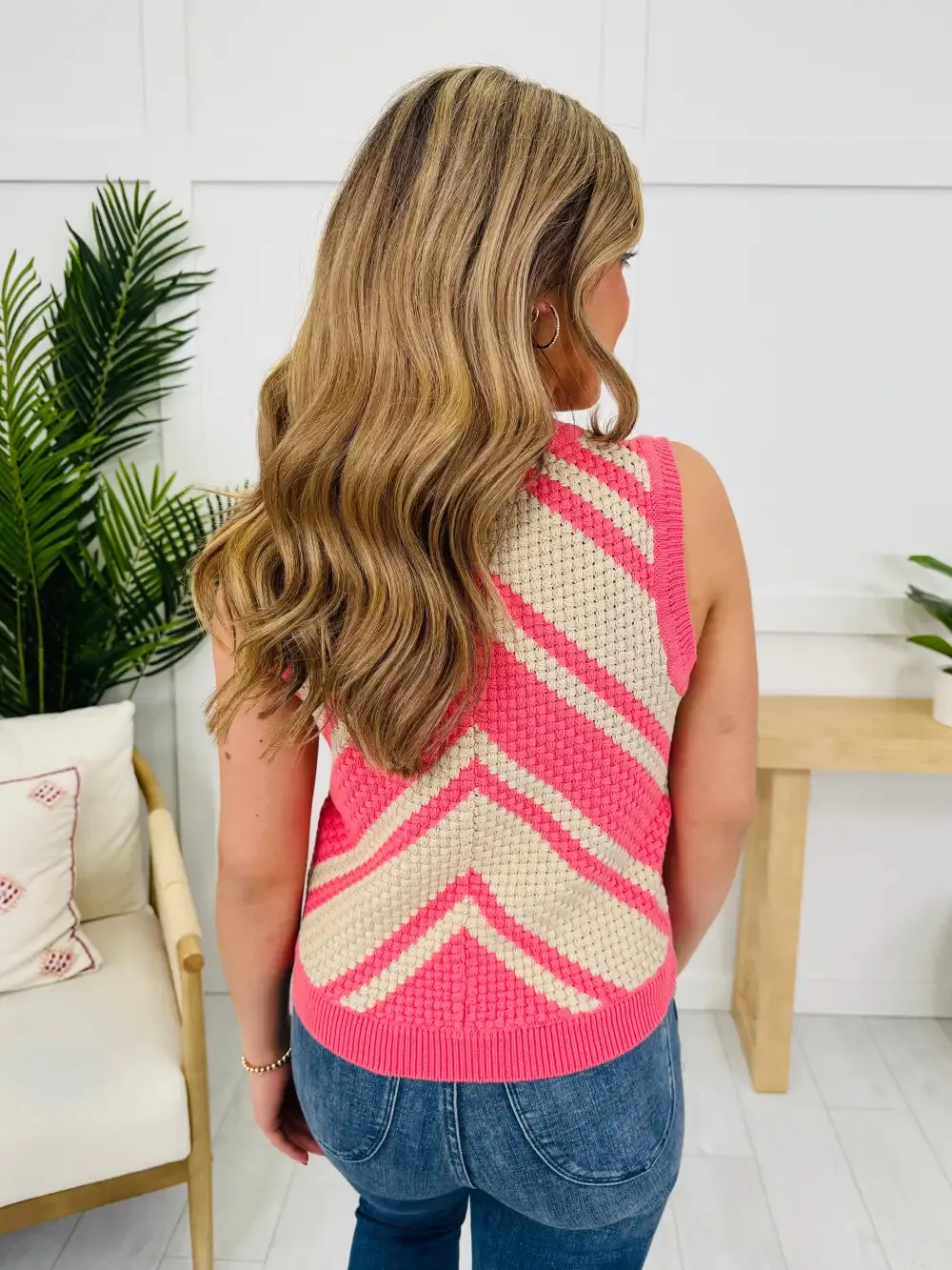 Chasing Chevron Tank Top in Champagne/Rose