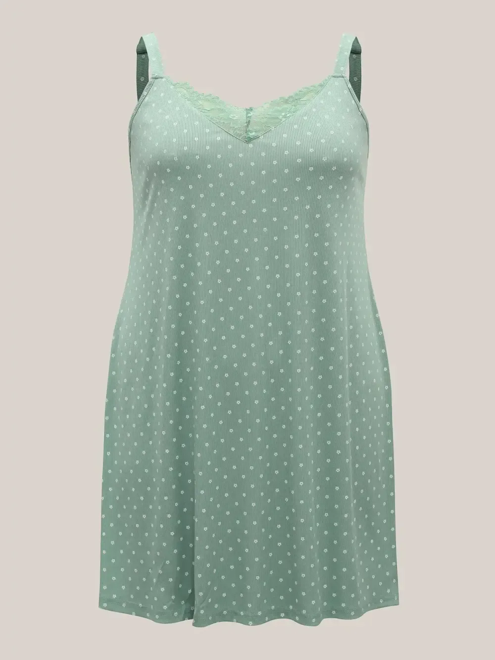 Lace Neck Polka Dots Textured Loungewear