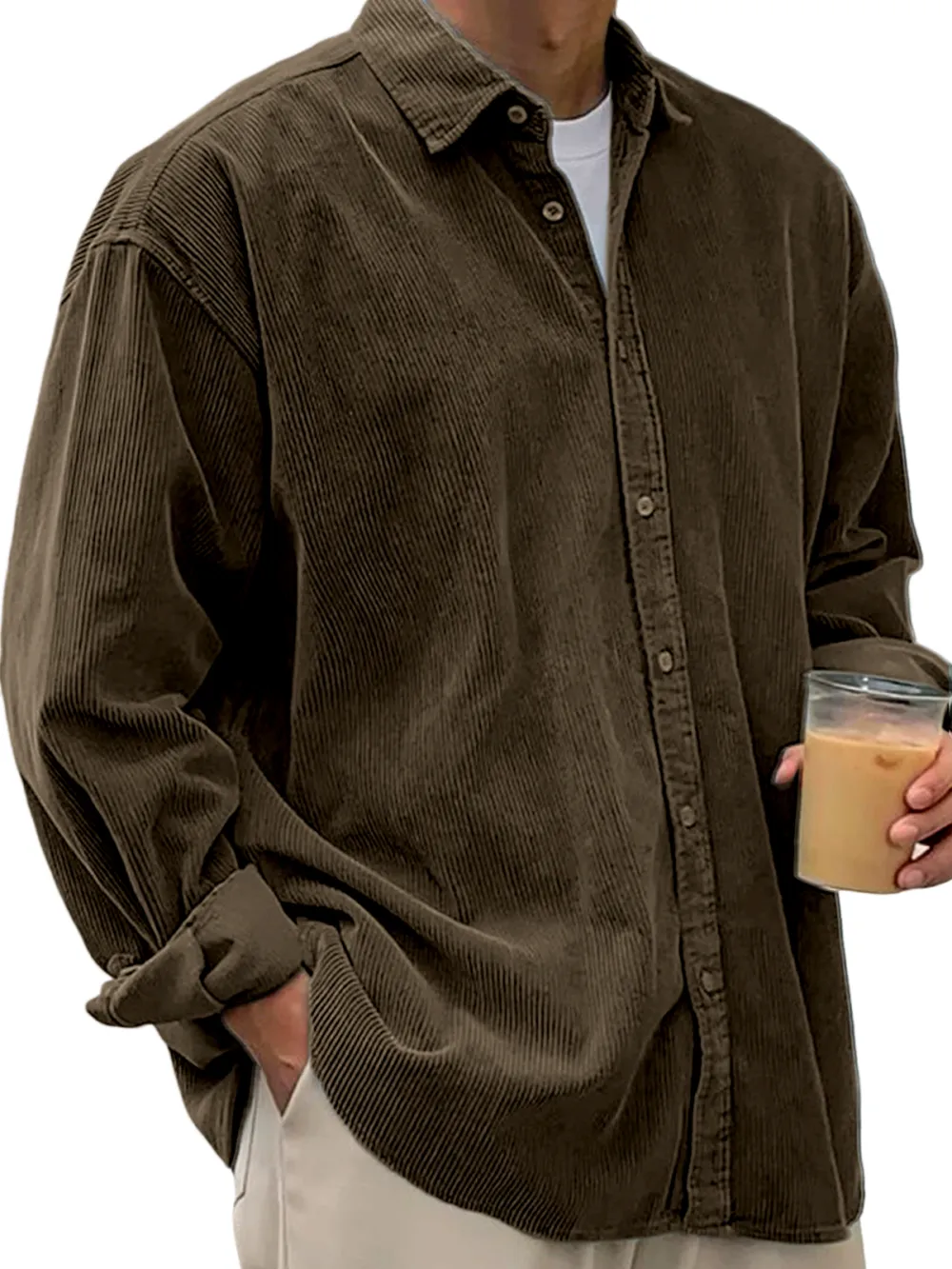 Men's Stylish Corduroy Urban Casual Daily Long-Sleeved Shirt
