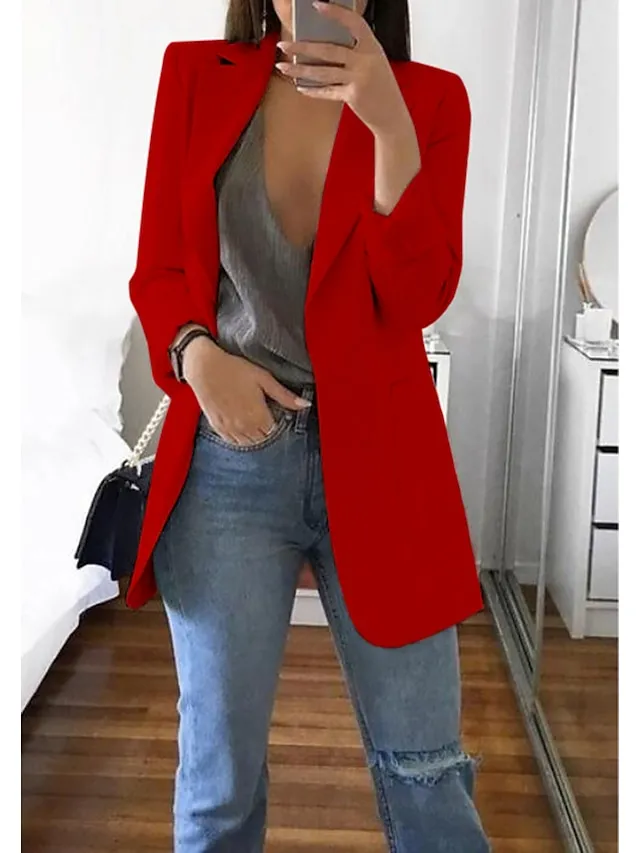 Women's Blazer Open Front Business Office Blazer Outfit with Pocket Casual Clean Fit Formal Spring