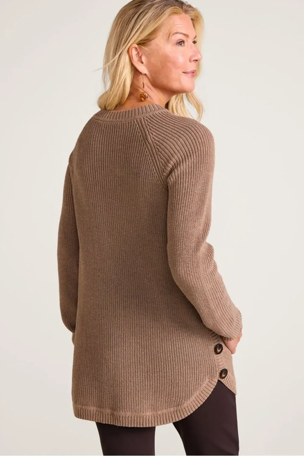 Shaker Side Button Sweater