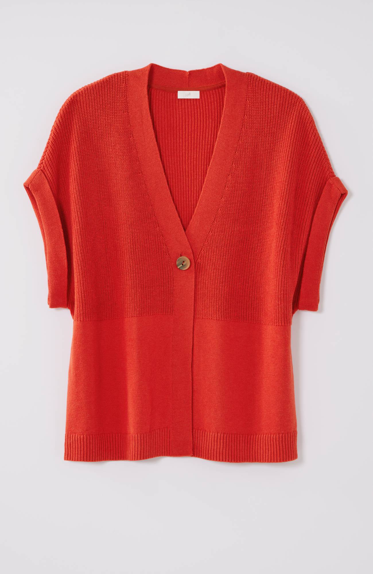 Ribbed-Detail Short-Sleeve Cardi