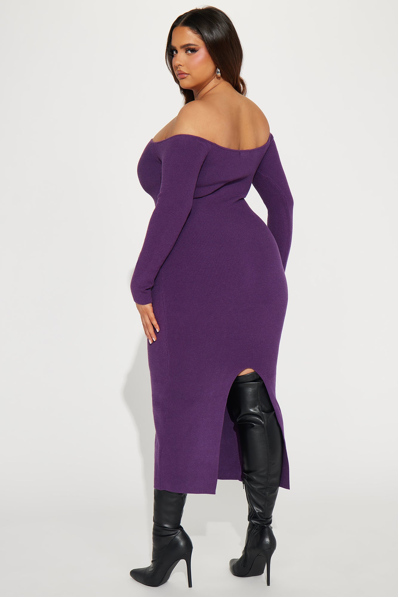 Regina Sweater Maxi Dress - Eggplant