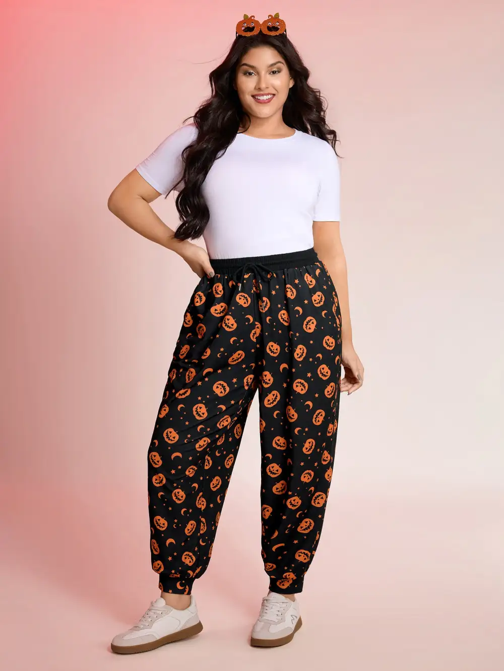 Pumpkin Halloween Drawstring Jogger Pants