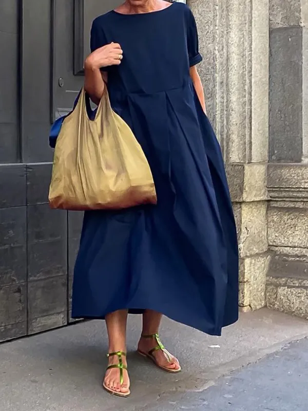 Relaxed Loose Solid Color Maxi Dress