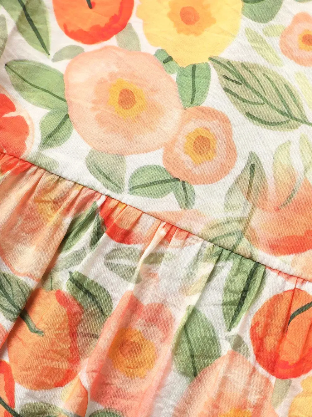 Fruit Print Curved Hem Batwing Sleeve Blouse