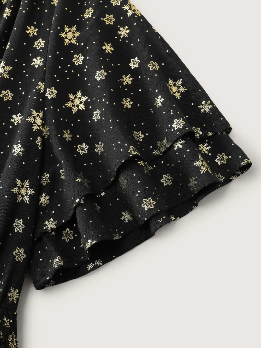 Gold Stamped Layered Ruffled Sleeve Blouse