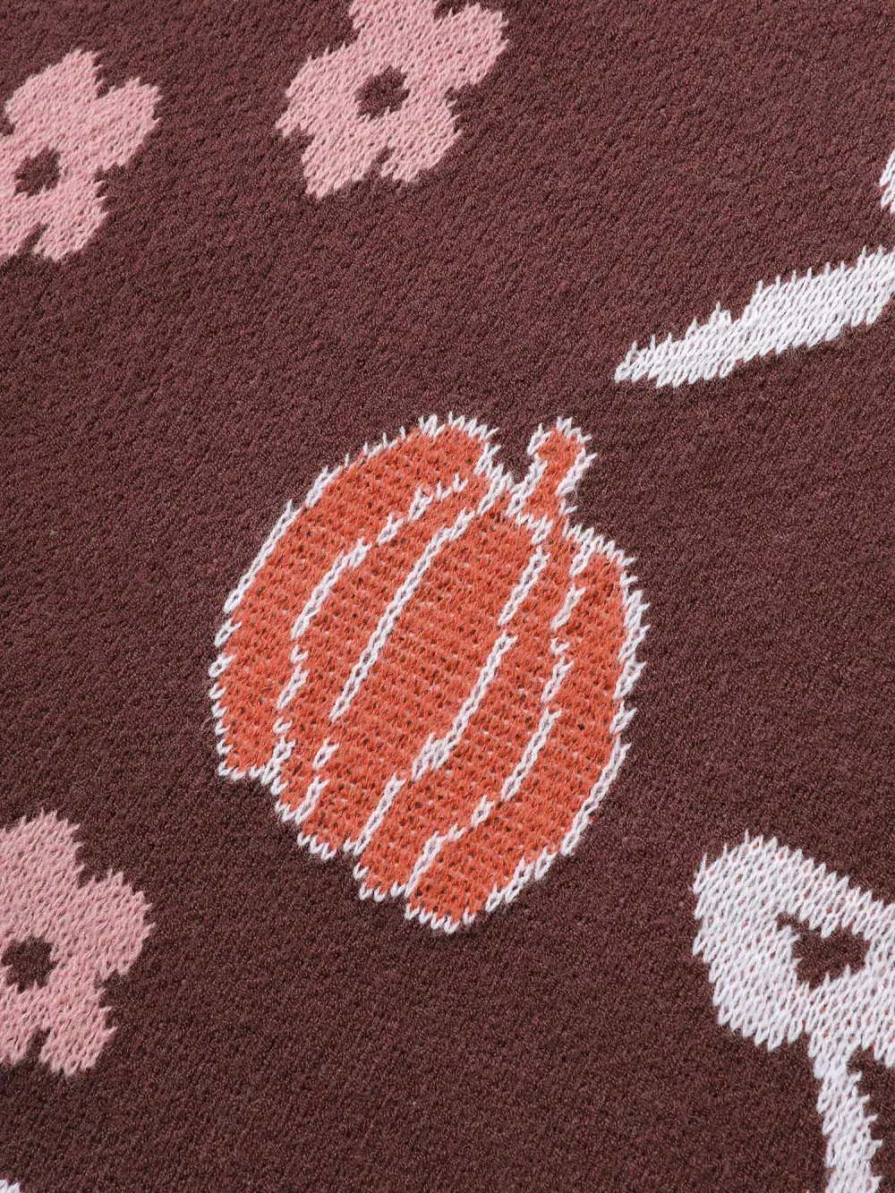 Pumpkin Print Ribbed Hem Pullover