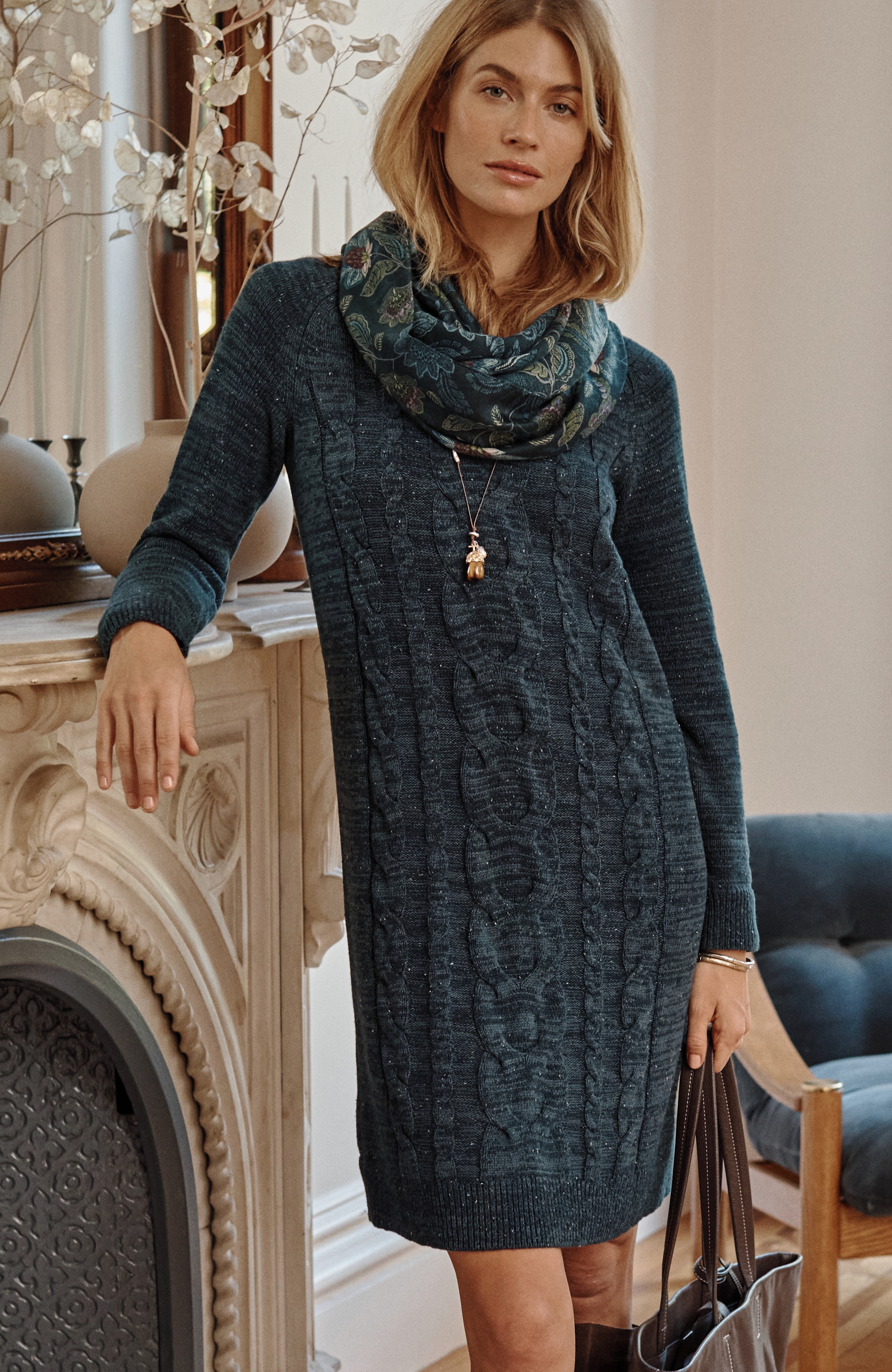 Cabled Sweater Dress