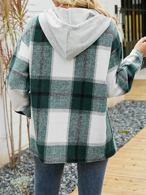 Women's Casual Jacket Dailywear Button Plaid Casual / Daily Vintage Loose Fit Outerwear Long Sleeve Summer