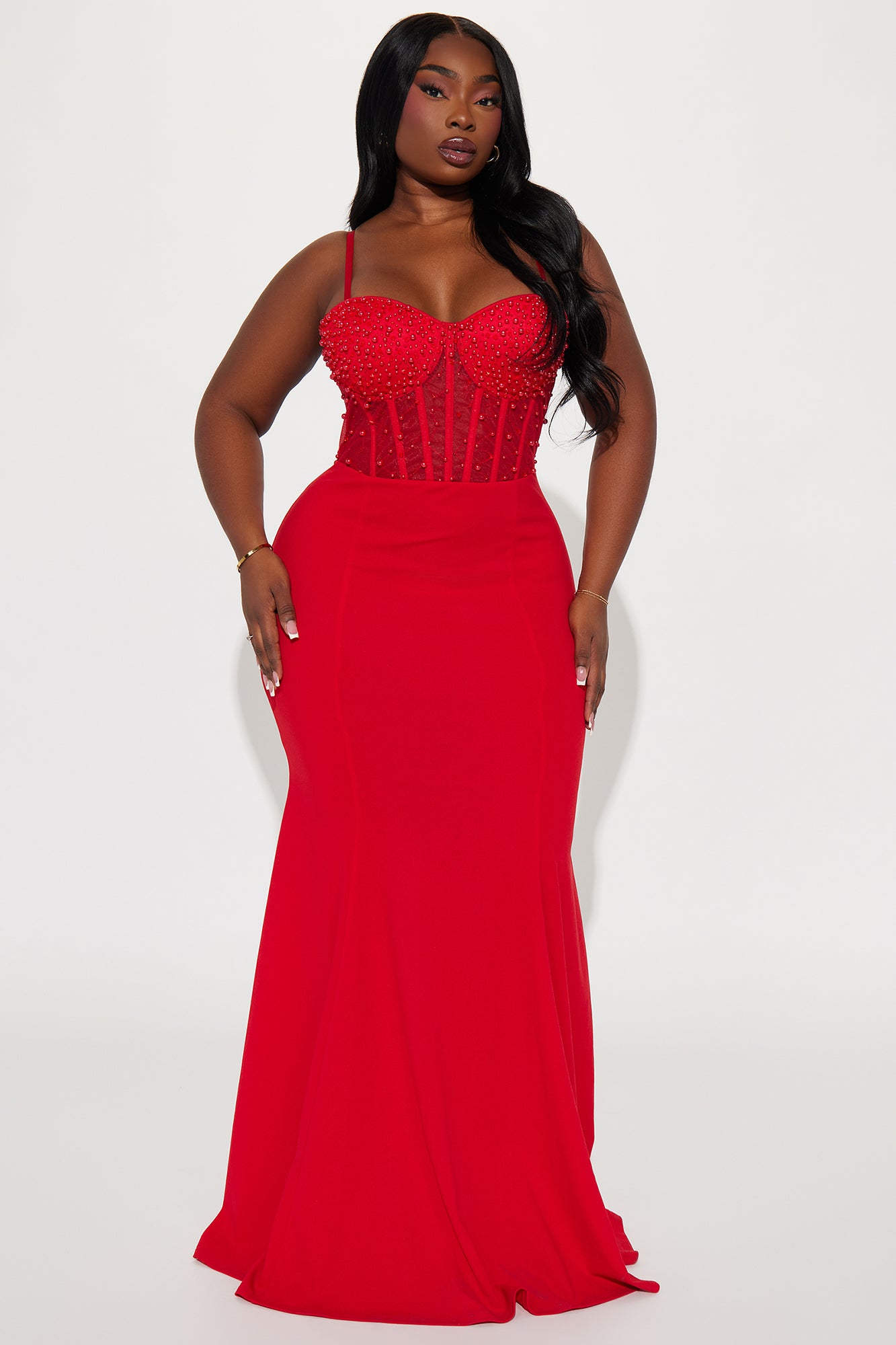 Bella Embellished Gown - Red