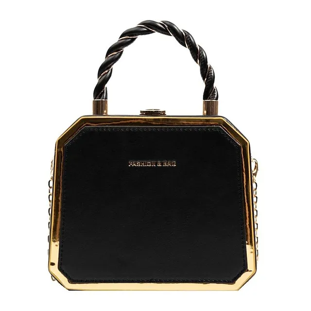 Women's Handbag Crossbody Bag PU Leather Daily Chain Waterproof Durable Letter Black Pink Dark Green