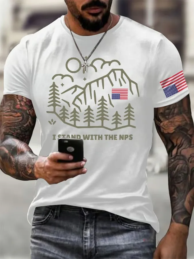 Men'S T-Shirt Men'S Retro I Stand With The NPS National Park Support Print T-Shirt