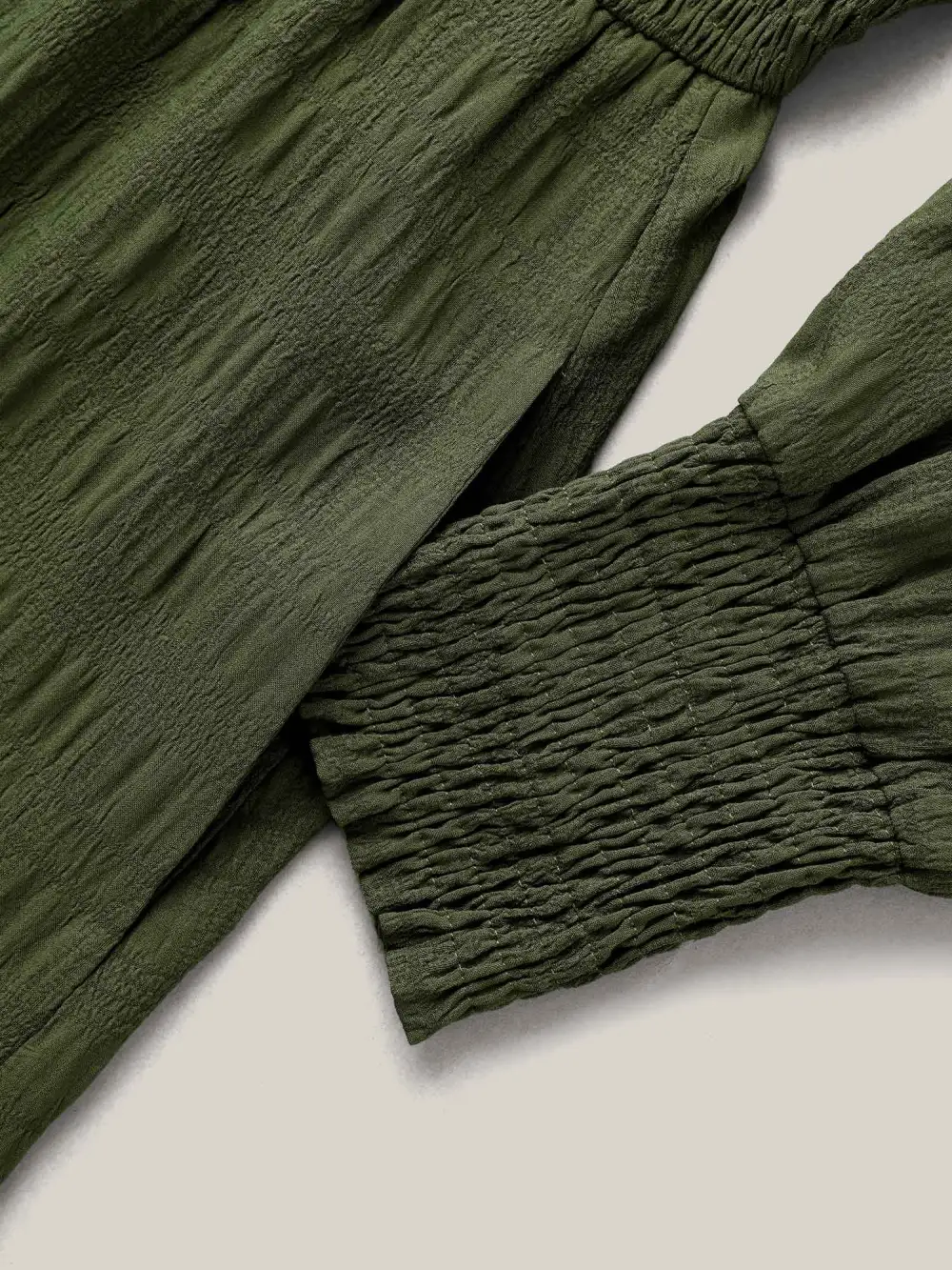 Plain Textured Shirred Midi Dress