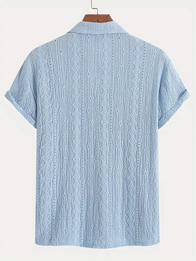 Men's Daily Jacquard Textured Striped Casual Comfortable Polo Tops