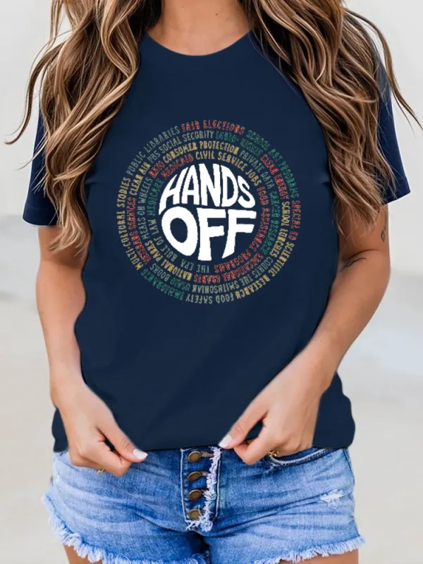 Women'S Fdt “Hands Off ” Print Casual T-Shirt