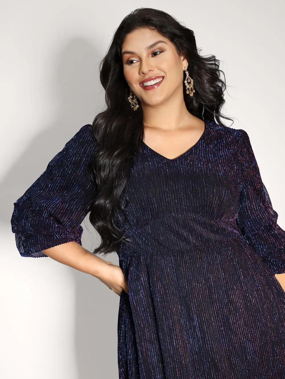 Phantom Silk Stretchy Shirred Waist Midi Dress