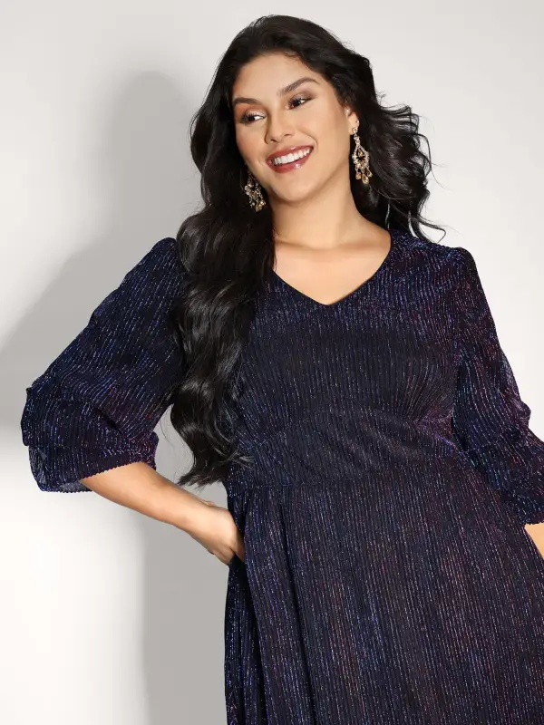 Phantom Silk Stretchy Shirred Waist Midi Dress