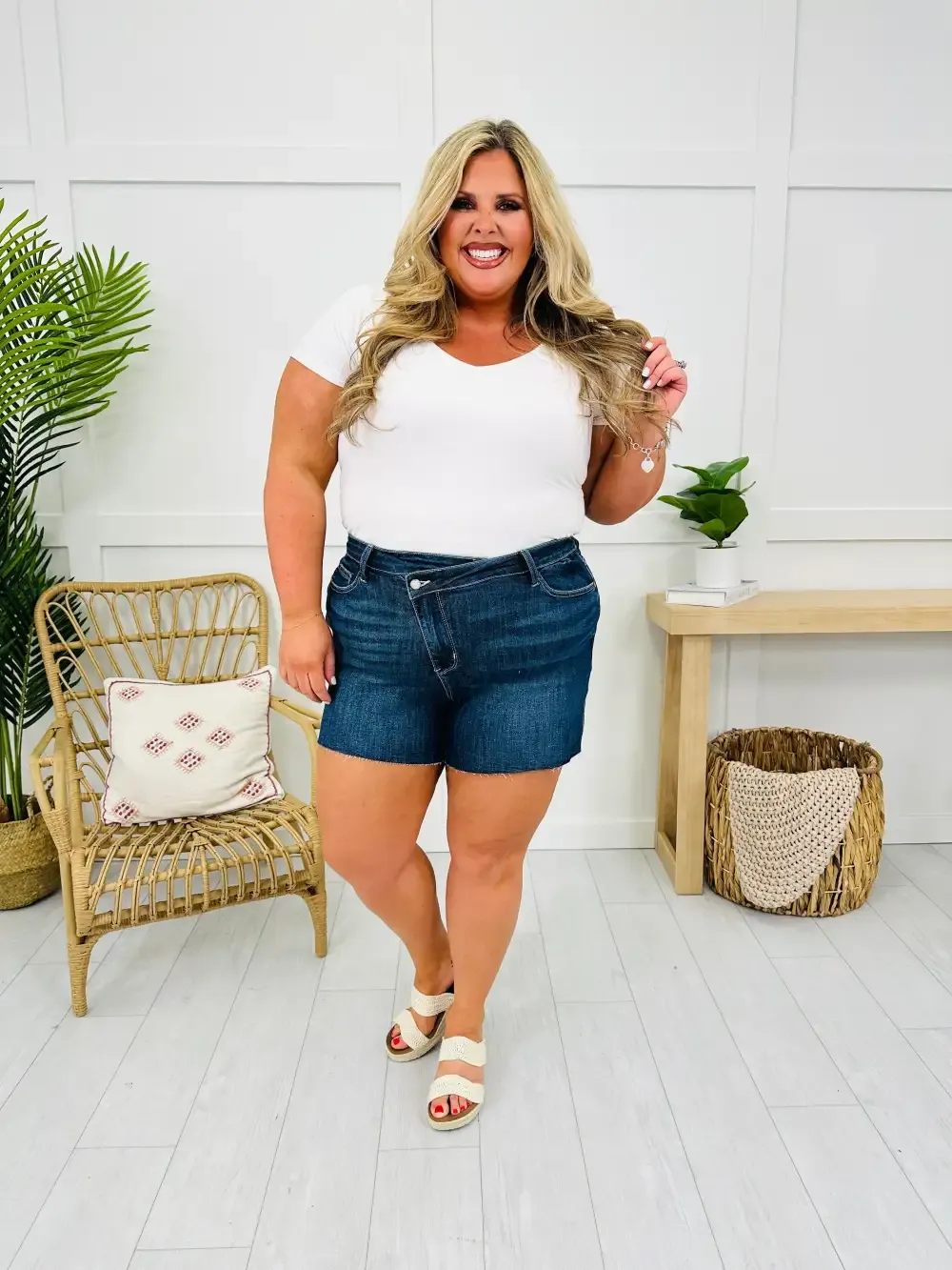 Judy Blue At A Crossroads Criss Cross Shorts