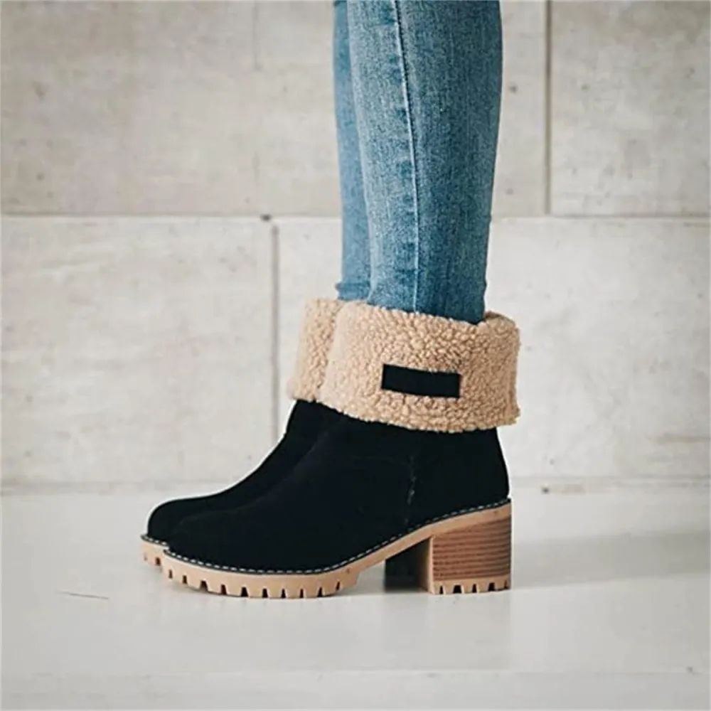 Women Snow Boots Winter Faux Fur Warm, Outdoor Hiking Booties