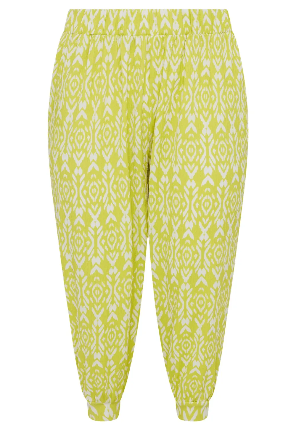 YOURS Curve Black Geometric Print Textured Cropped Harem Trousers