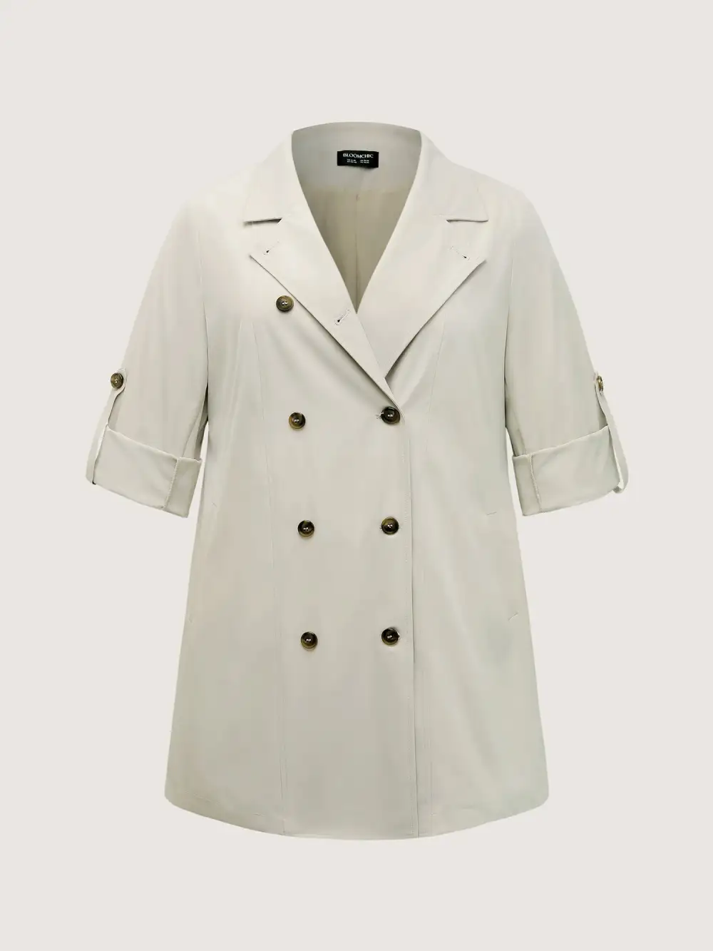 Tab Sleeve Pockets Button Jacket