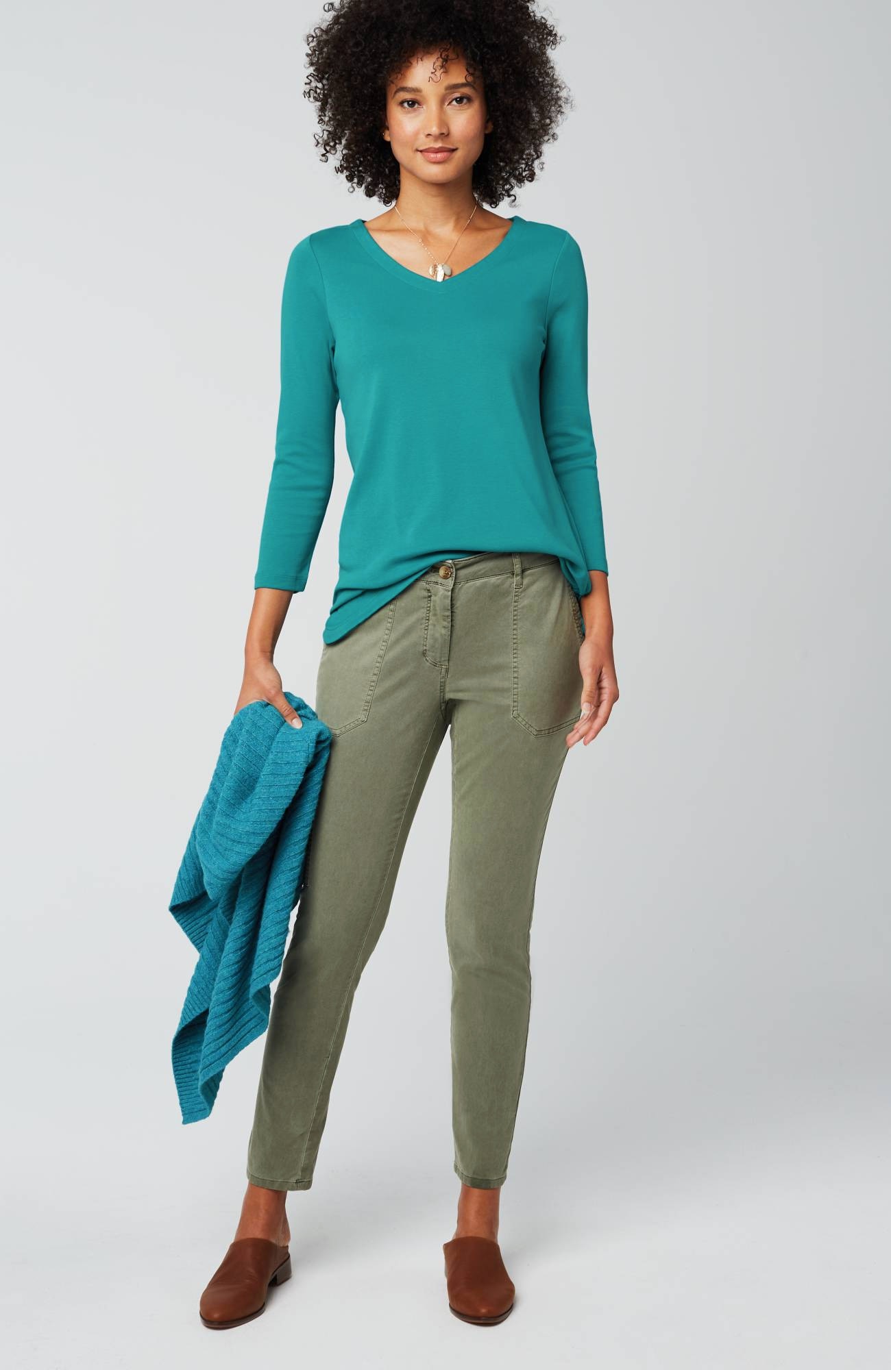 pima 3/4-sleeve v-neck tee