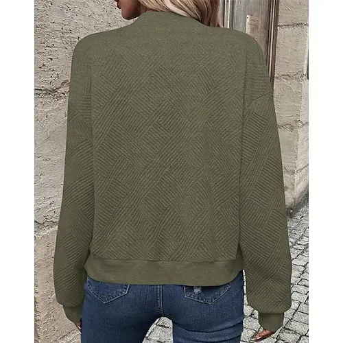 Women's Texture Sweatshirt Waffle Sweatshirt  Pullover Hoodie Sweatshirt Plain Streetwear Casual Long Sleeve Hooded Regular Tops Street Holiday Going out Buttons Black White Pink Wine Fall Winter