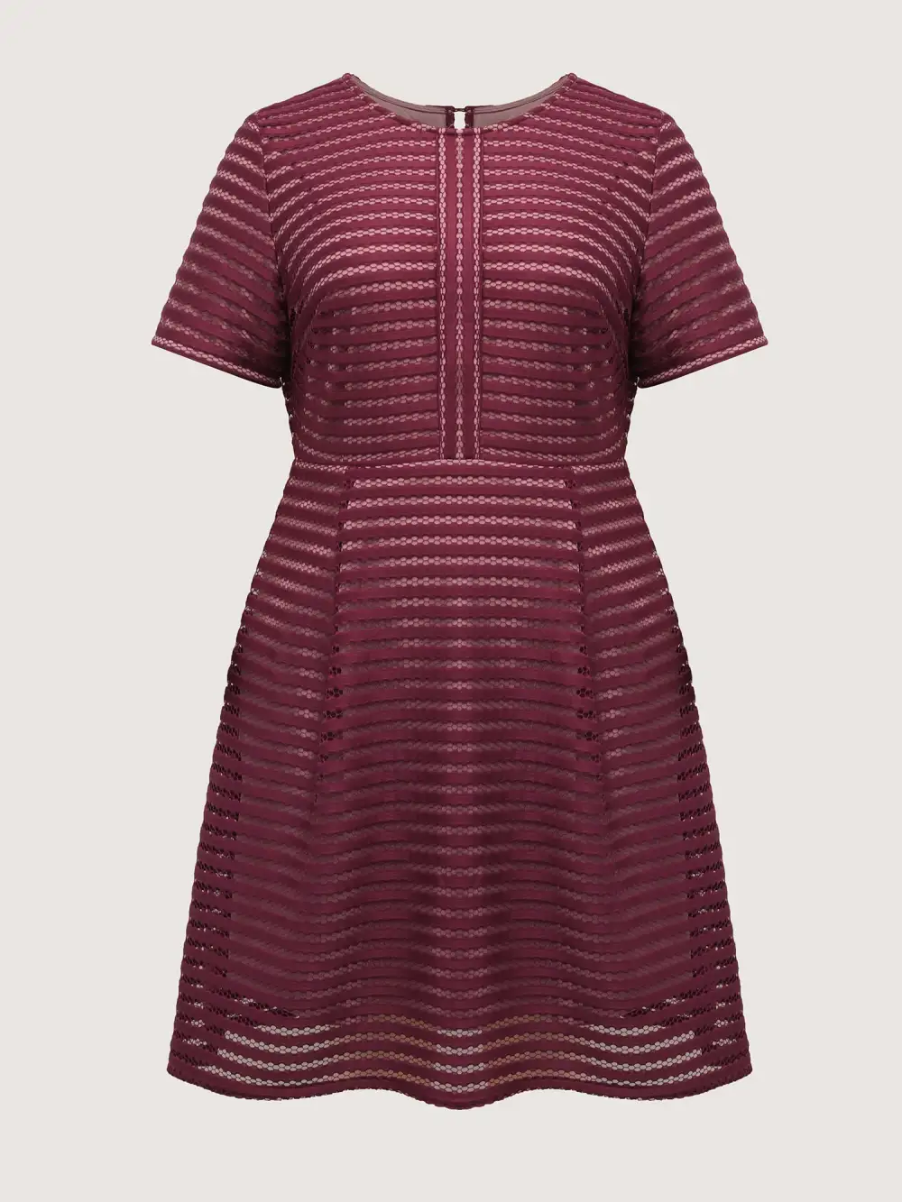 Striped Textured Zipper Lined Midi Dress