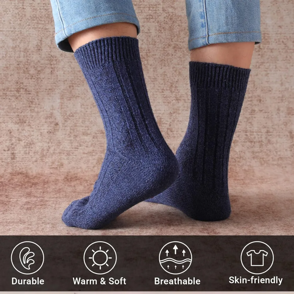 Clothirily Wool Socks- Thick Soft Wool Socks for Women, Vintage Warm Womens Wool Socks, Winter Warm Boot Socks for Women Men