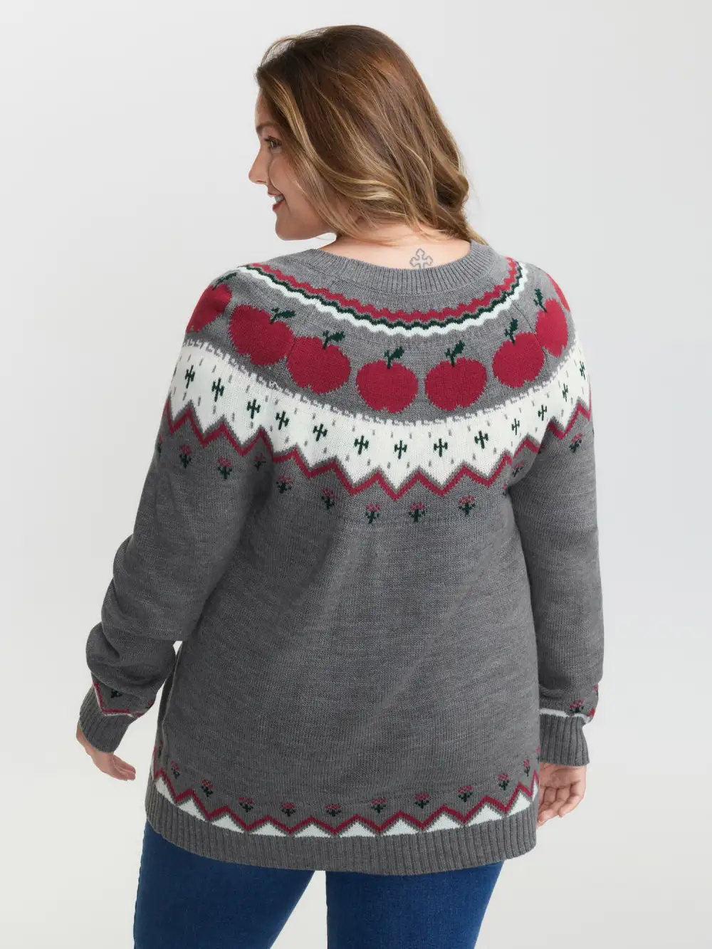 Tomato Pattern Color Contrast Knit Cardigan