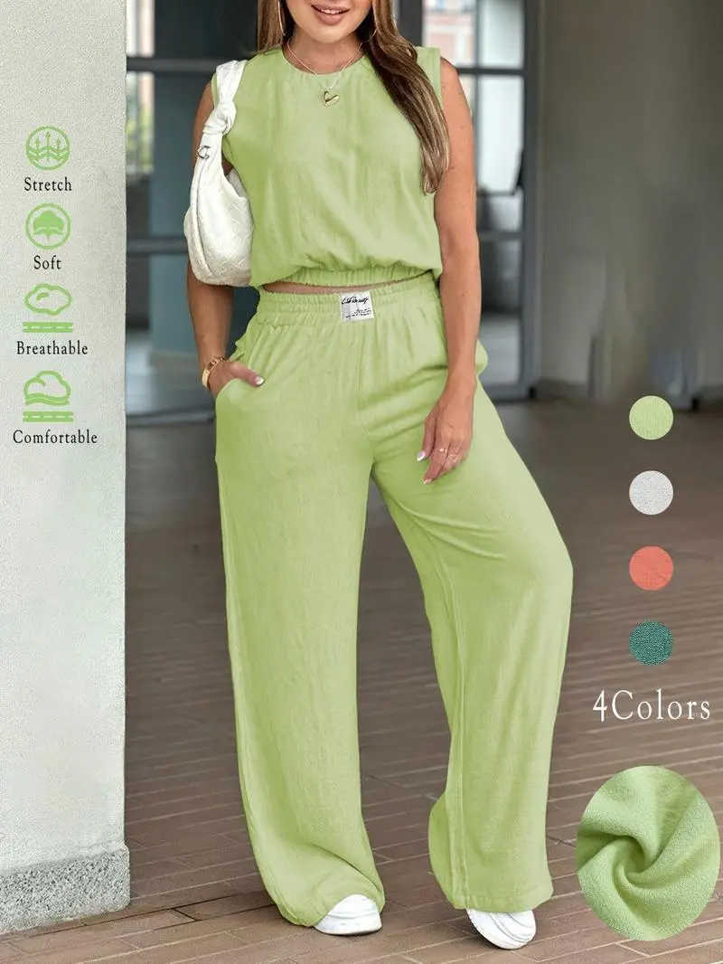 Stay Cool in Style – Casual Tank & Flowy Pants Set for Summer