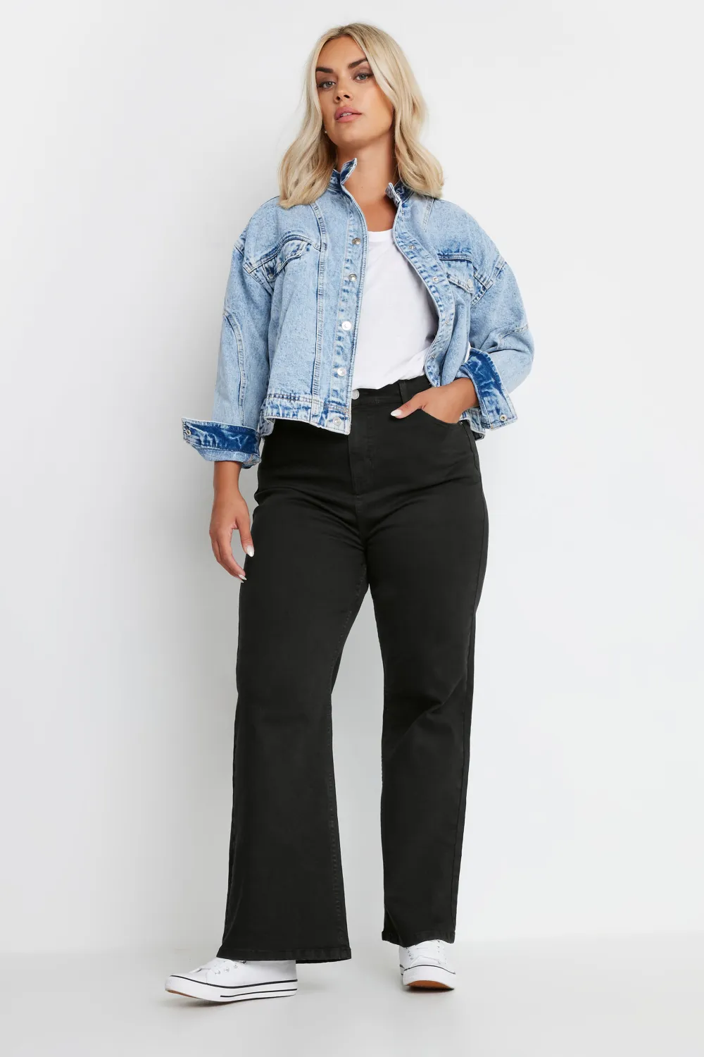 YOURS Curve Indigo Blue Wide Leg Denim Jeans