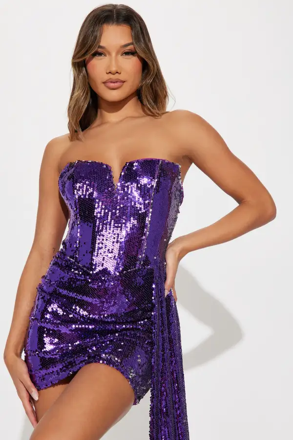 Alice Draped Mini Dress - Purple