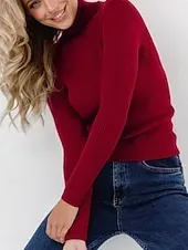 Women's Sweater Casual Soft Pure Color Ribbed Turtleneck Knitted Long Sleeve Regular Tops Knit Outdoor Daily Weekend Black White Fall Winter