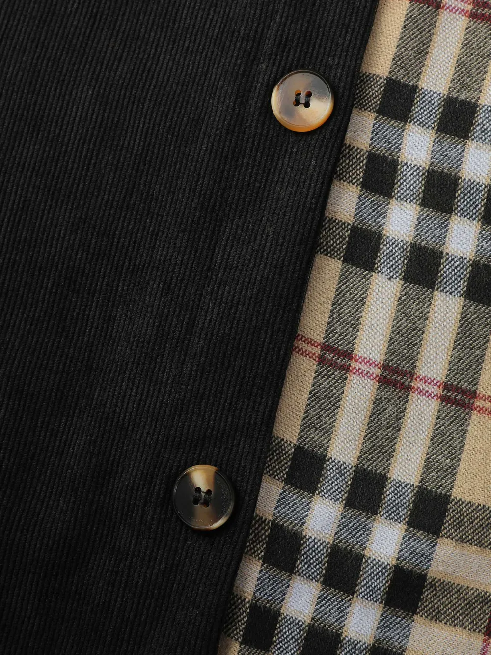 Corduroy Plaid Print Contrast Jacket