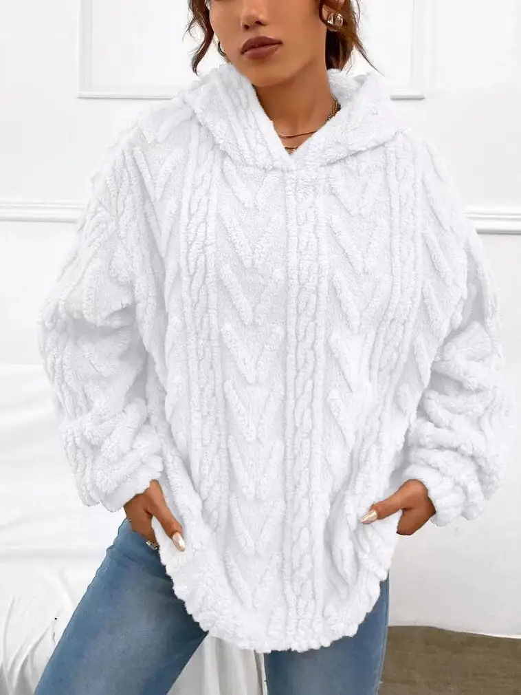 Fluff/Granular Fleece Fabric Casual Long sleeve Plain Sweatshirt