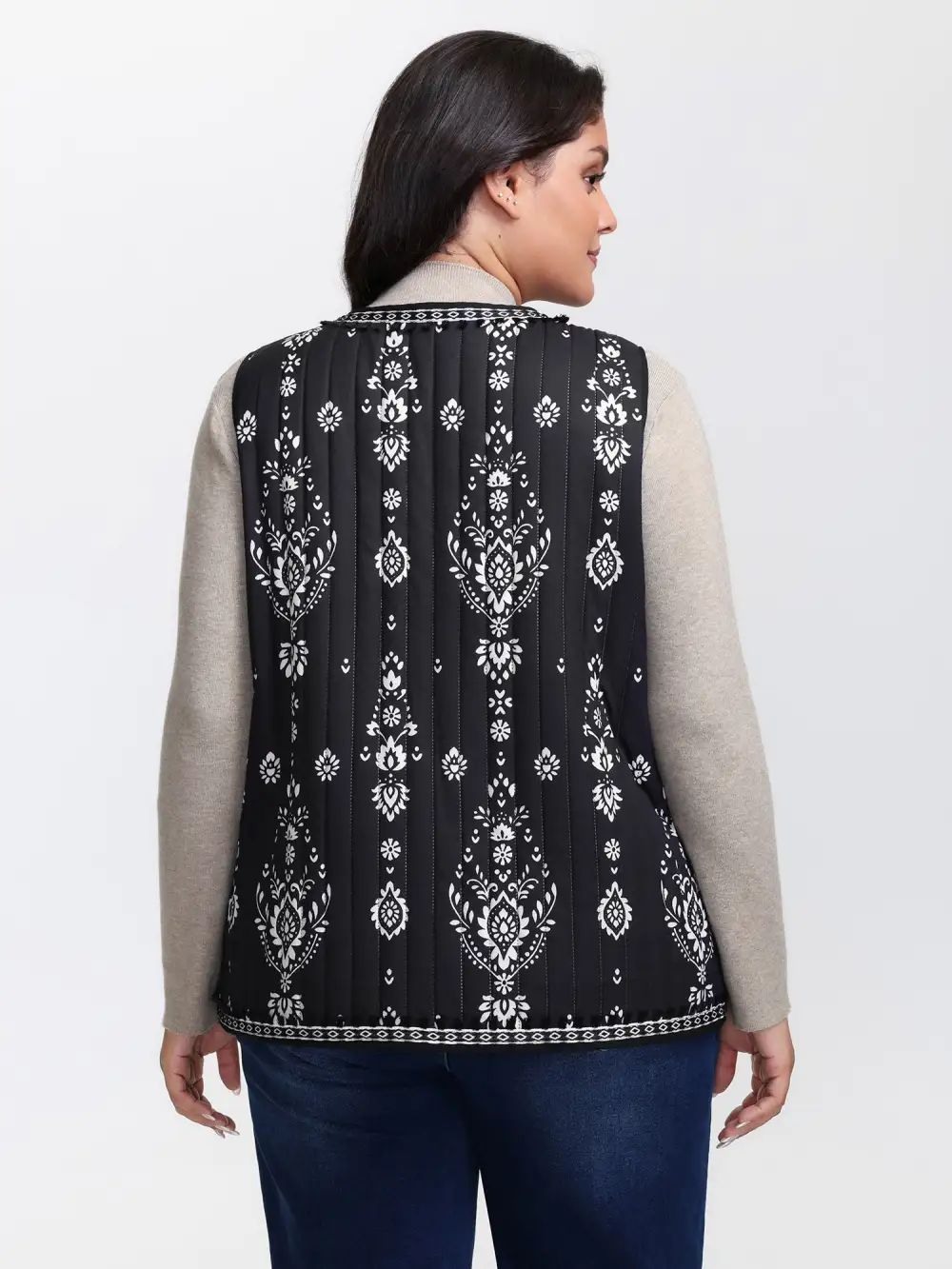 Boho Print Double Front-Tie Vest