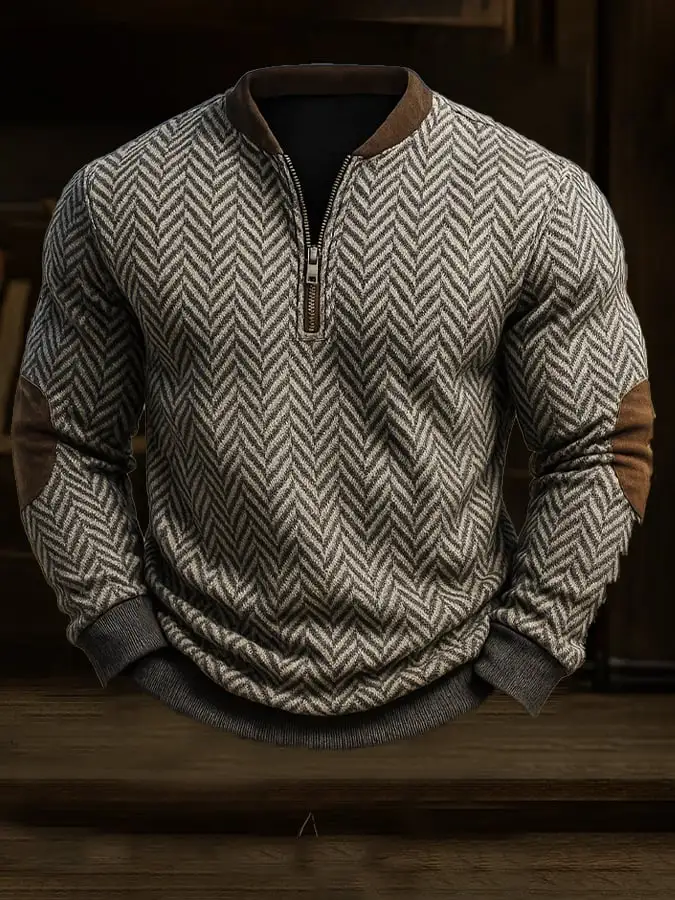 Men's Vintage Jacquard Herringbone Sweatshirt