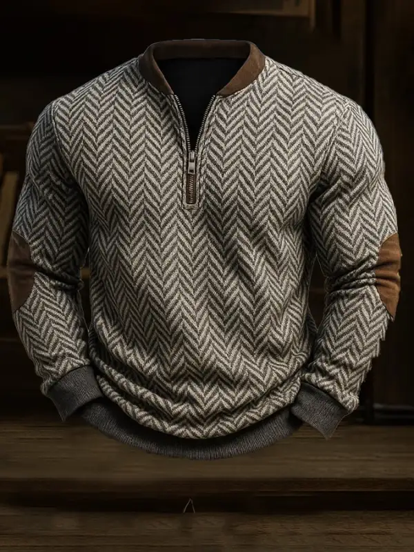 Men's Vintage Jacquard Herringbone Sweatshirt