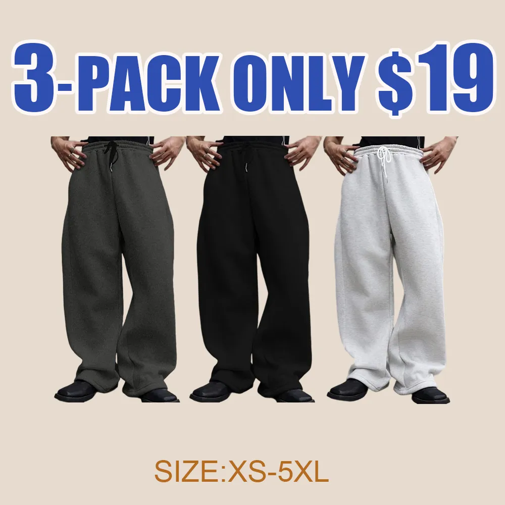 BacktoSchool Drawstring Waist Straight Wide Leg Fall Baggy Pants Workout Athletic Sweatpants with Pocket