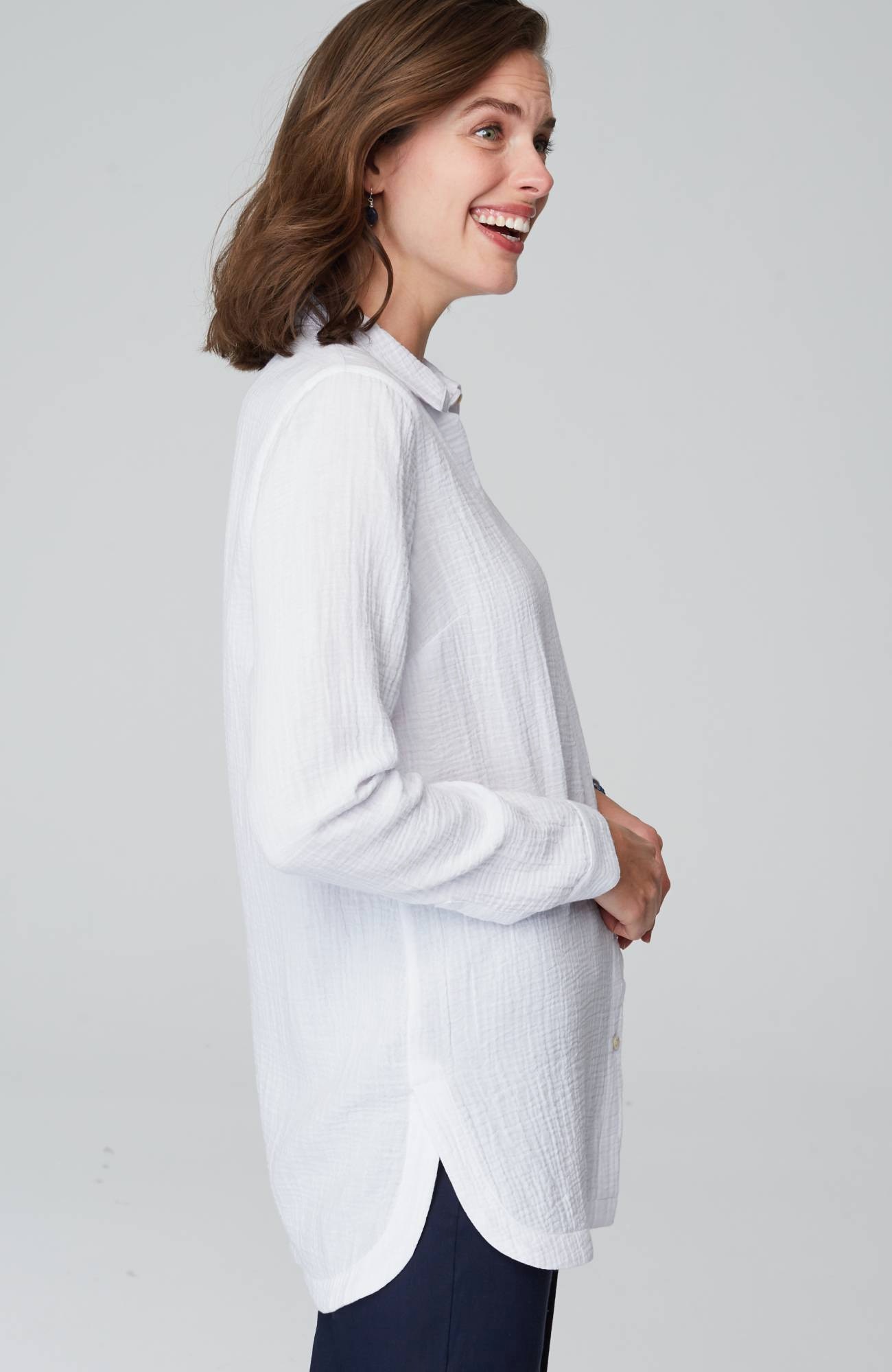 Cotton-Gauze Split-Hem Tunic