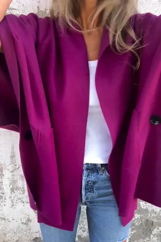 Casual Solid Color Pocket Turndown Collar Outerwear